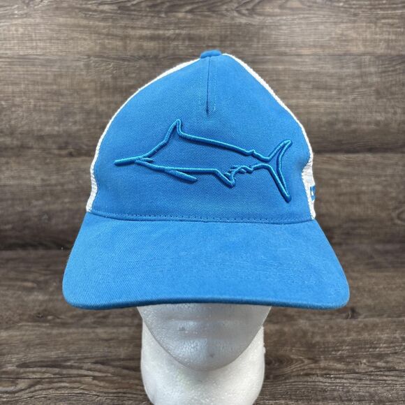 Costa Hat Cap Snap Back Blue White Mesh Trucker Fishing Embroidered Marlin Mens - Picture 1 of 6